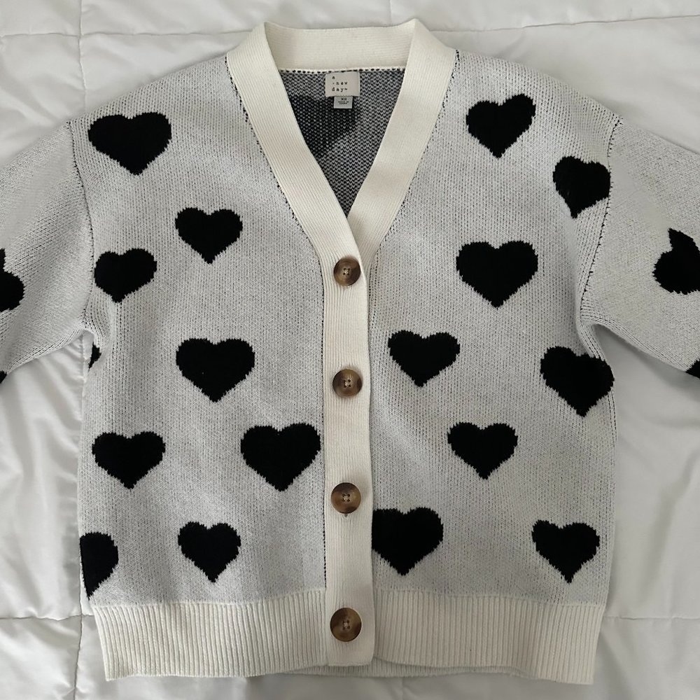 Target A New Day Black and White Heart Cardigan